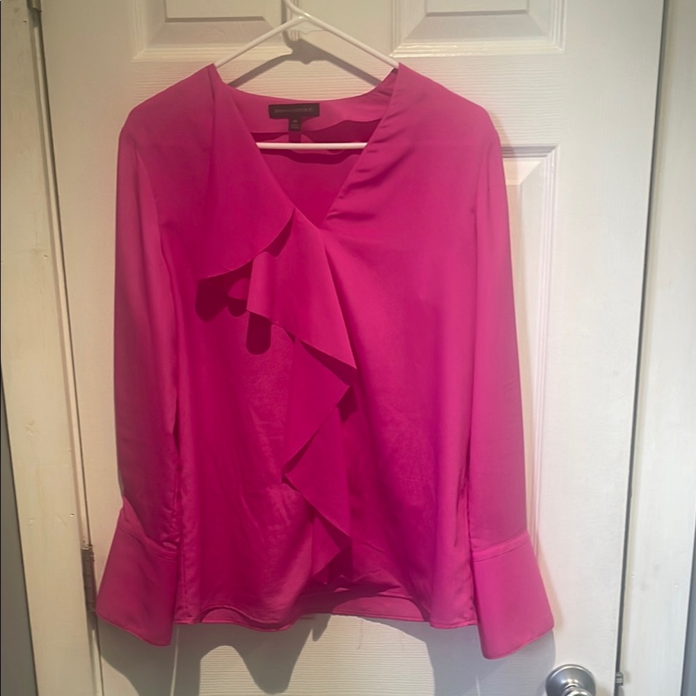 Elegant Pink Ruffle Blouse